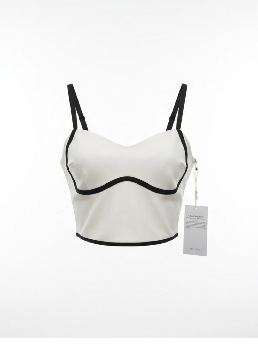 AugIris Yoga Airbrush Streamlined Bra Tank in Ivory / Black Size Medium New